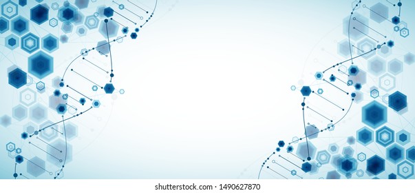 Science Template Wallpaper Banner Dna Molecules Stock Vector (Royalty ...