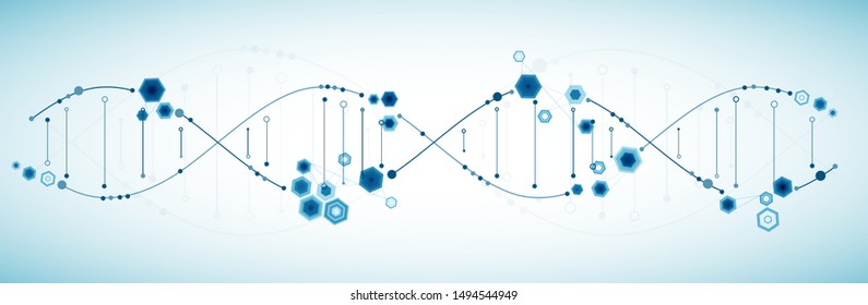 Science template, wallpaper or banner with a DNA molecules. Vector illustration