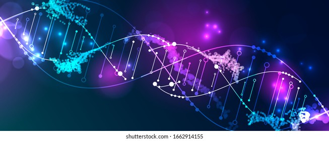 Science template, wallpaper or banner with a DNA virus molecules.  Vector illustration.