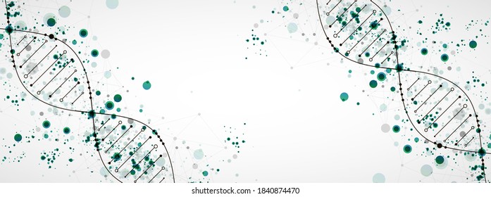 Science template, wallpaper or banner with a DNA virus molecules.  Vector illustration.