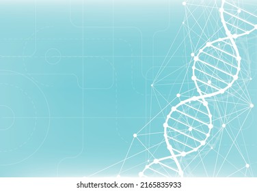 Plantilla de ciencia, fondo de pantalla o pancarta con moléculas de ADN.