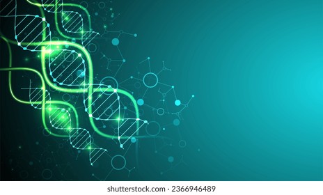 Science template, wallpaper or banner with a DNA molecules. Vector illustration