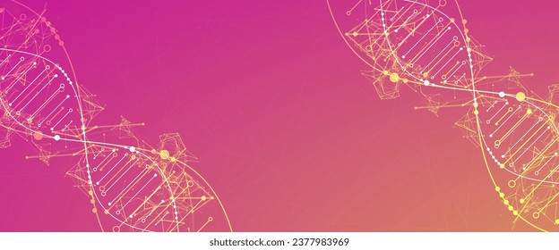 Science template, wallpaper or banner with a DNA molecules. Vector illustration.