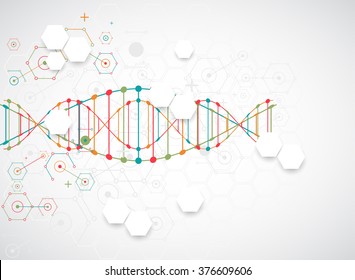 Science template, wallpaper or banner with a DNA molecules. Vector illustration.