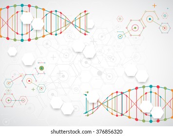 Science template, wallpaper or banner with a DNA molecules. Vector illustration.