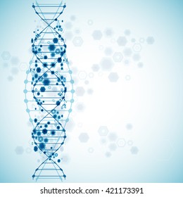 Science template, wallpaper or banner with a DNA molecules. Vector illustration.