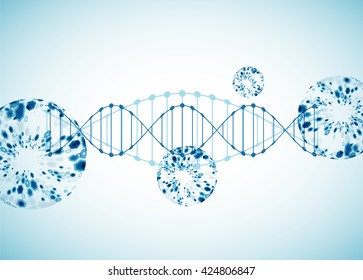 Science template, wallpaper or banner with a DNA molecules. Vector illustration.