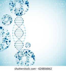 Science template, wallpaper or banner with a DNA molecules. Vector illustration.