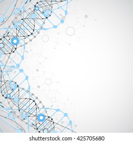 Science template, wallpaper or banner with a DNA molecules. Vector illustration.