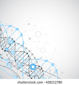 Science template, wallpaper or banner with a DNA molecules. Vector illustration.