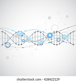 Science template, wallpaper or banner with a DNA molecules. Vector illustration.