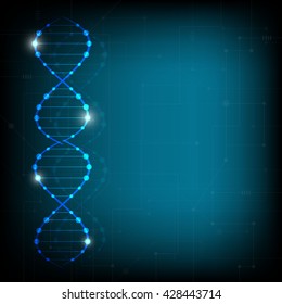 Science template, wallpaper or banner with a DNA molecules. Vector illustration.