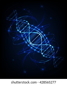 Science template, wallpaper or banner with a DNA molecules. Vector illustration.