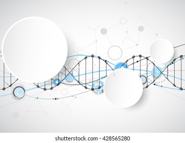 Science template, wallpaper or banner with a DNA molecules. Vector illustration.
