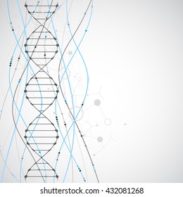 Science template, wallpaper or banner with a DNA molecules. Vector illustration.