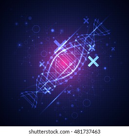 Science template, wallpaper or banner with a DNA molecules. Vector illustration.