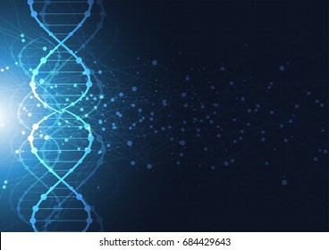 Science template, wallpaper or banner with a DNA molecules. Vector illustration