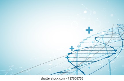 Science template, wallpaper or banner with a DNA molecules. Vector illustration.