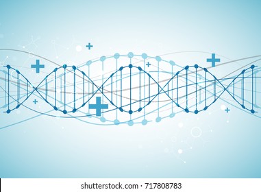 Science template, wallpaper or banner with a DNA molecules. Vector illustration.