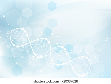 Science template, wallpaper or banner with a DNA molecules background. Vector illustration