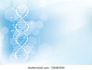 Science template, wallpaper or banner with a DNA molecules background. Vector illustration