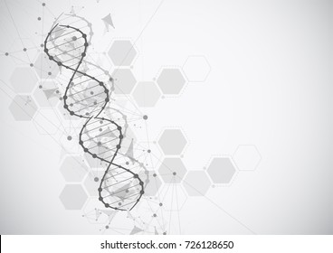 Science template, wallpaper or banner with a DNA molecules. Vector illustration