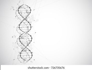 Science template, wallpaper or banner with a DNA molecules. Vector illustration