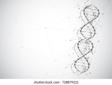 Science template, wallpaper or banner with a DNA molecules. Vector illustration