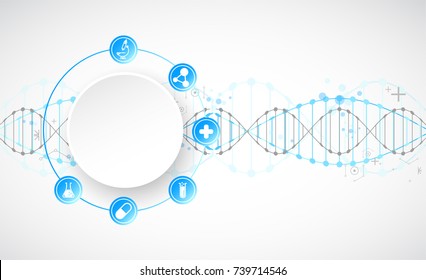 Science Template, Wallpaper Or Banner With A DNA Molecules. Vector Illustration.