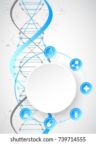 Science template, wallpaper or banner with a DNA molecules. Vector illustration.