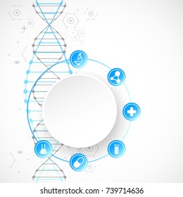 Science template, wallpaper or banner with a DNA molecules. Vector illustration.