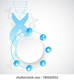 Science template, wallpaper or banner with a DNA molecules. Vector illustration.