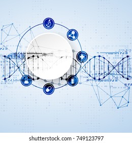 Science template, wallpaper or banner with a DNA molecules. Vector illustration.