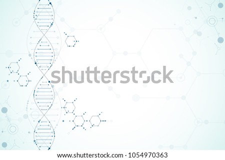 Science template, wallpaper or banner with a DNA molecules. Vector illustration.