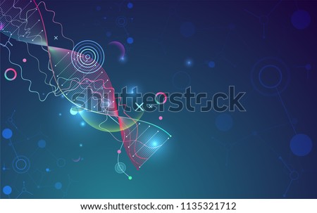Science template, wallpaper or banner with a DNA molecules. Vector illustration.