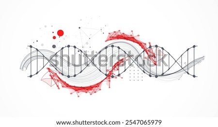 Science template, wallpaper or banner with a DNA molecules. Hand drawn vector.  