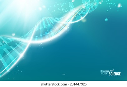 Science template for your card, wallpaper or banner with a DNA molecules of polygons. Vector illustration.