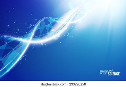 Science template for your card, wallpaper or banner with a DNA molecules of polygons. Vector illustration.
