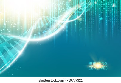 Science template for your card, wallpaper or banner with a DNA molecules of poligons. Vector illustration.