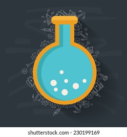 Science test on blackboard background,vector