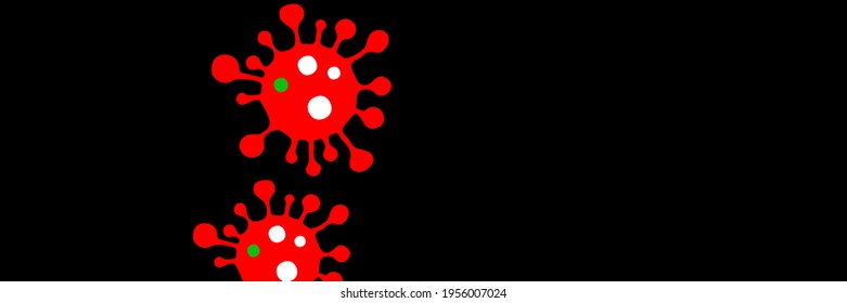 Science Test Red Horizontal Danger Sign Backdrop. Quarantine White Virus Vibrant Pandemic Medicine Bright Epidemic Vector. Sick Green Covid-19 Black Coronavirus Creepy Healthcare Illustration.