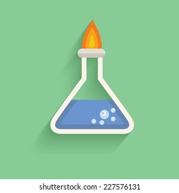 Science test symbol on green background,clean vector