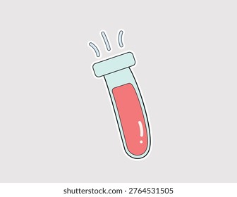 Science test tube vector with pink liquid and bubbles, perfect for chemistry education, lab experiment icons, and STEM-themed school projects