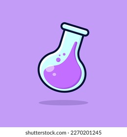 Science Test Tubes Flat Cartoon Icon. Science Test Tubes Logo Concept Isolated Premium Vector Illustration