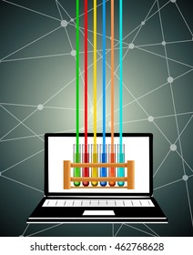 Science test tubes on computer screen illustration