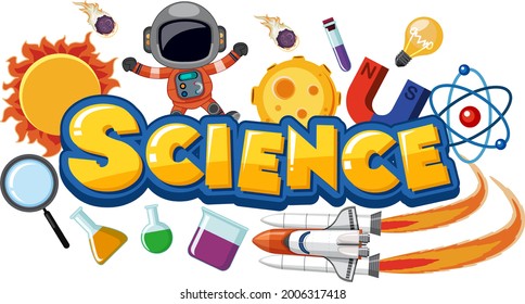 Science text icon with elements illustration