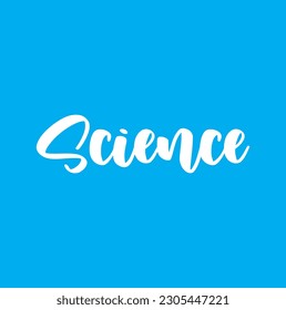 science text on blue background.