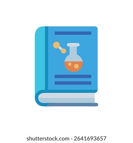 Science textbook illustration with molecule and flask symbols