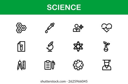 Science Themed Icon Pack. Clean, Vector-Based Designs for Educational and Scientific Projects