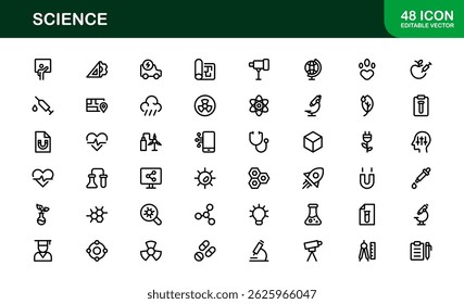 Science Themed Icon Pack. Clean, Vector-Based Designs for Educational and Scientific Projects